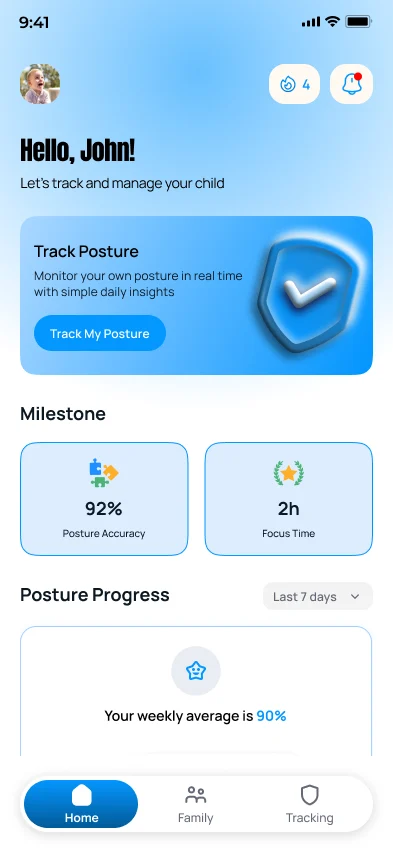 PostureGuard app screen