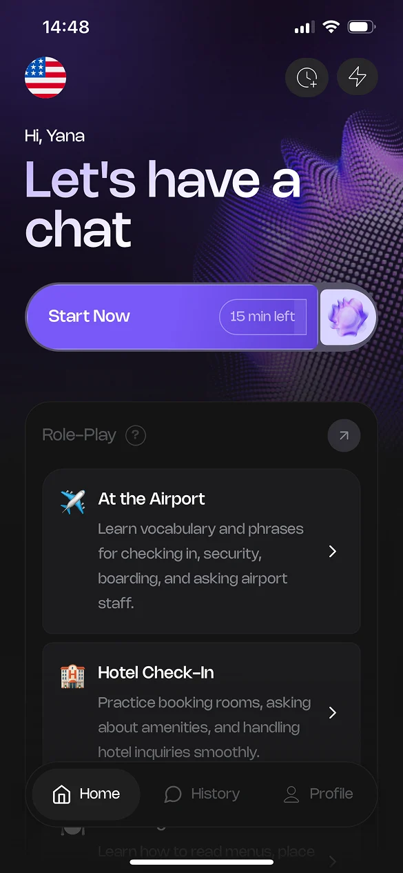 Senthora AI home screen