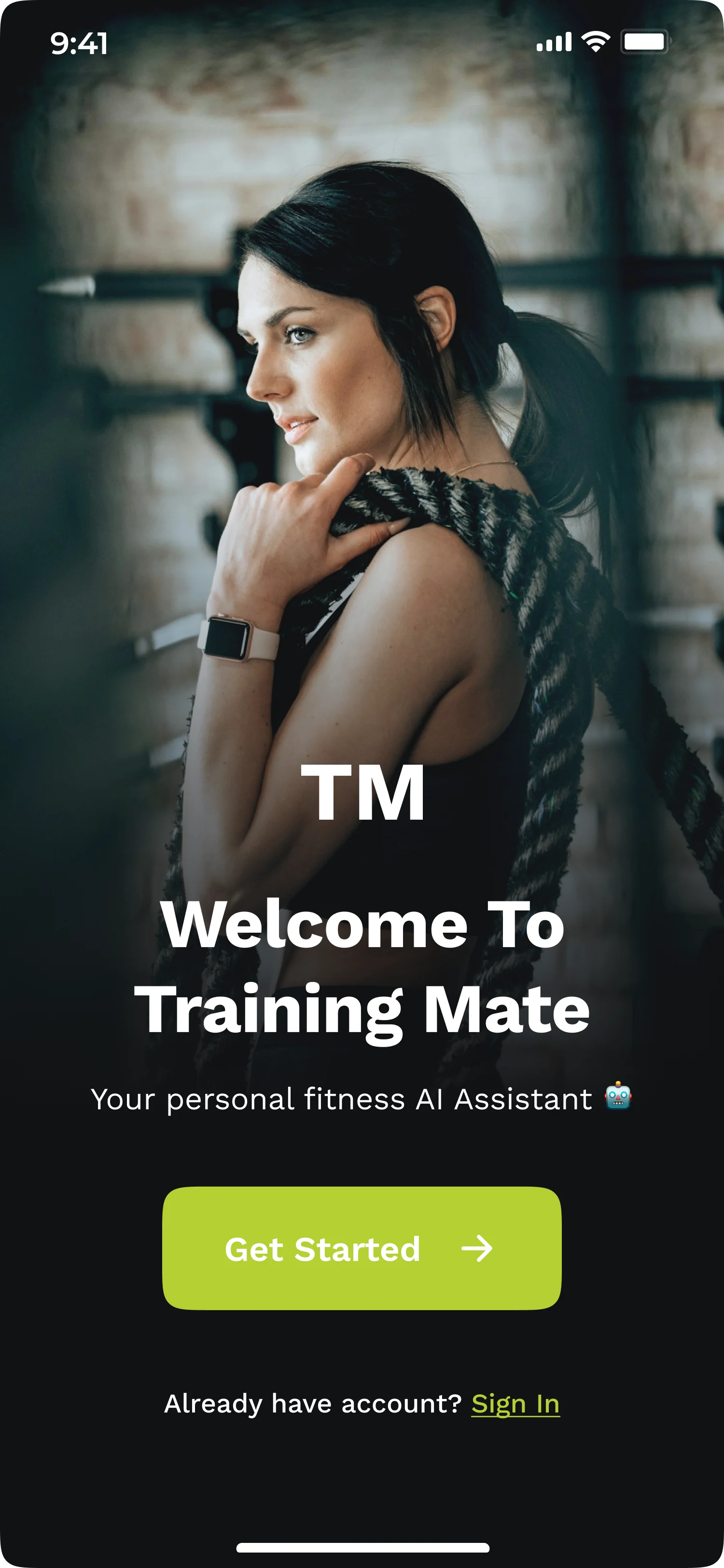 Training Mate home screen